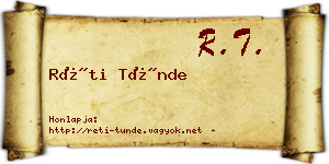 Réti Tünde névjegykártya
